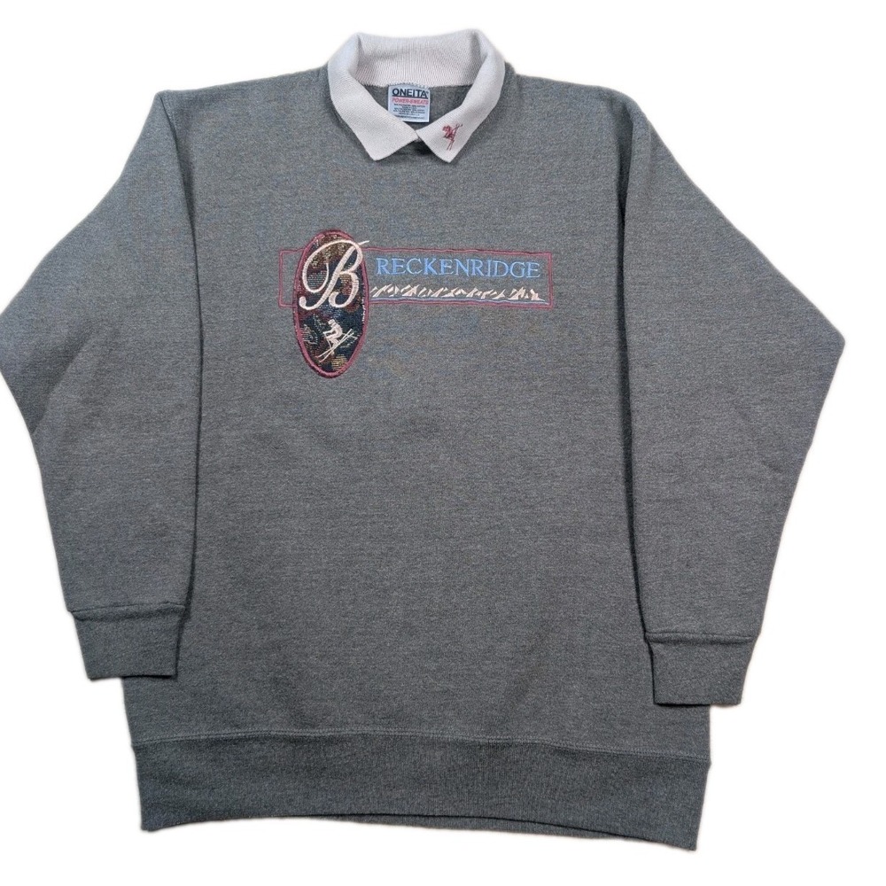 Vintage 90s Oneita Breckenridge Colorado Sweatshirt Sz M Ski Mountain Snowboard